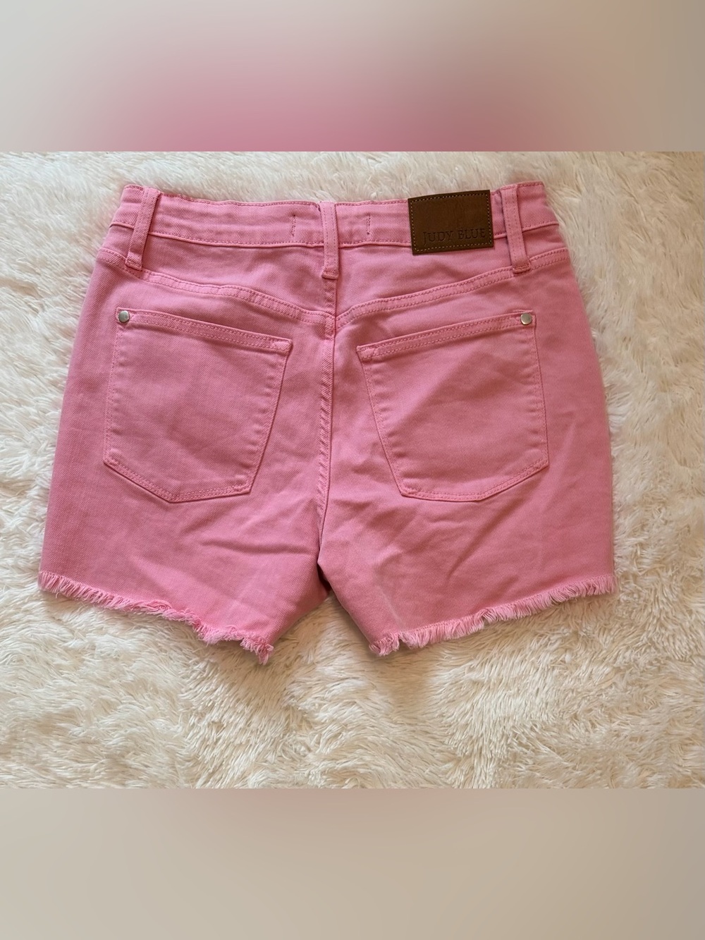 Judy Blue Pink Garment Dyed Fray Hem Shorts - Picture 3 of 9